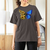 Sunflower Butterfly Ukraine Flag T Shirt For Women