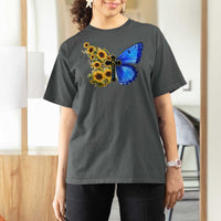 Sunflower Butterfly Ukraine Flag T Shirt For Women