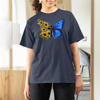 Sunflower Butterfly Ukraine Flag T Shirt For Women