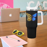 Sunflower Butterfly Ukraine Flag Tumbler With Handle