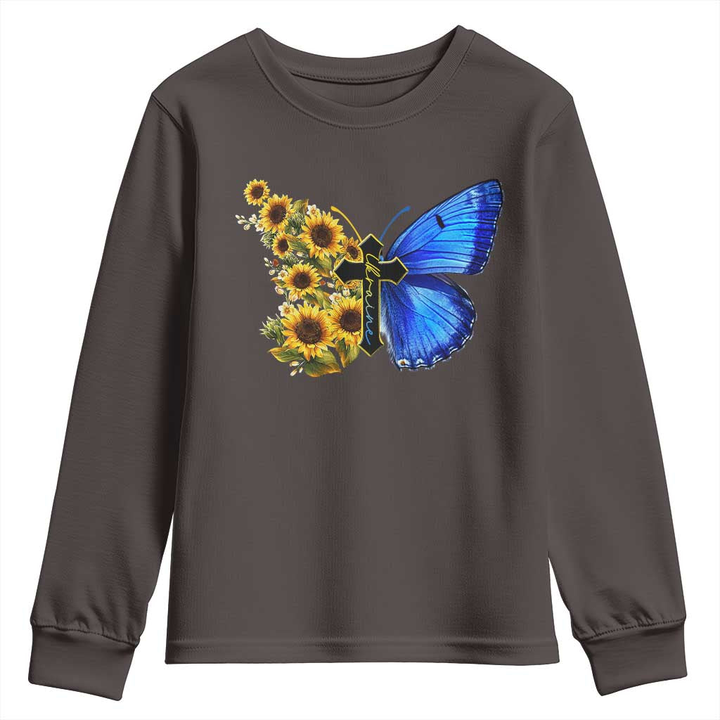 Sunflower Butterfly Ukraine Flag Youth Sweatshirt