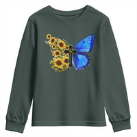 Sunflower Butterfly Ukraine Flag Youth Sweatshirt