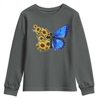 Sunflower Butterfly Ukraine Flag Youth Sweatshirt