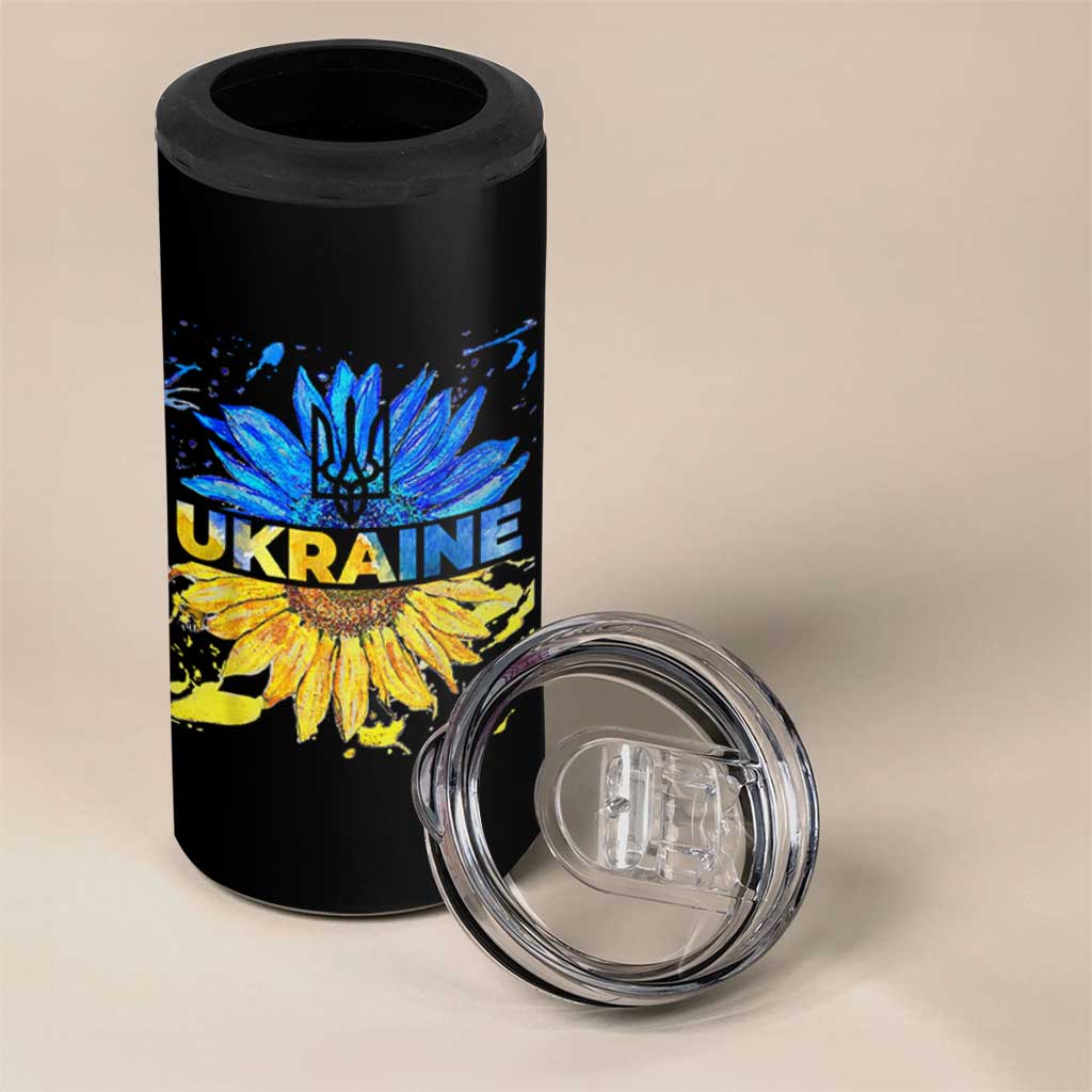 Ukraine Sunflower Ukrainian Flag 4 in 1 Can Cooler Tumbler