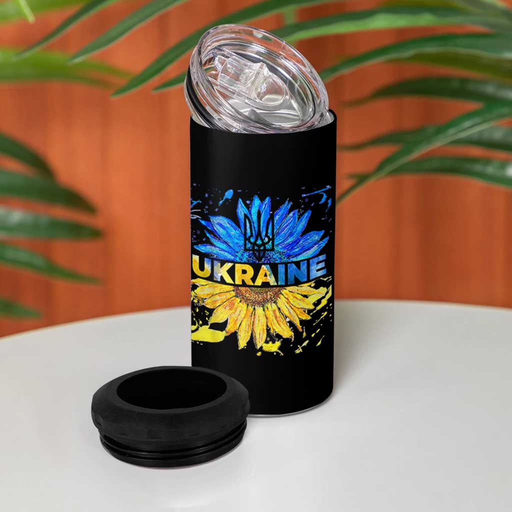 Ukraine Sunflower Ukrainian Flag 4 in 1 Can Cooler Tumbler