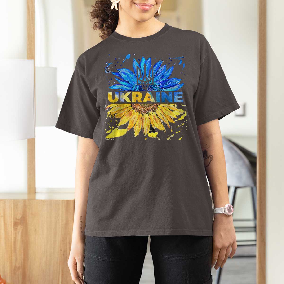 Ukraine Sunflower Ukrainian Flag T Shirt For Women