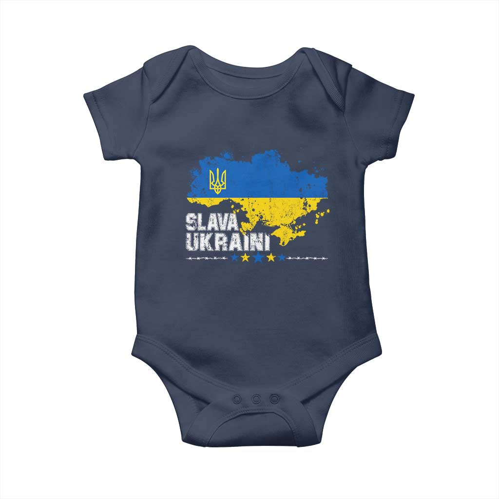Slava Ukraini Ukraine Flag Baby Onesie Patriot Patriotic Ukrainian National Flag