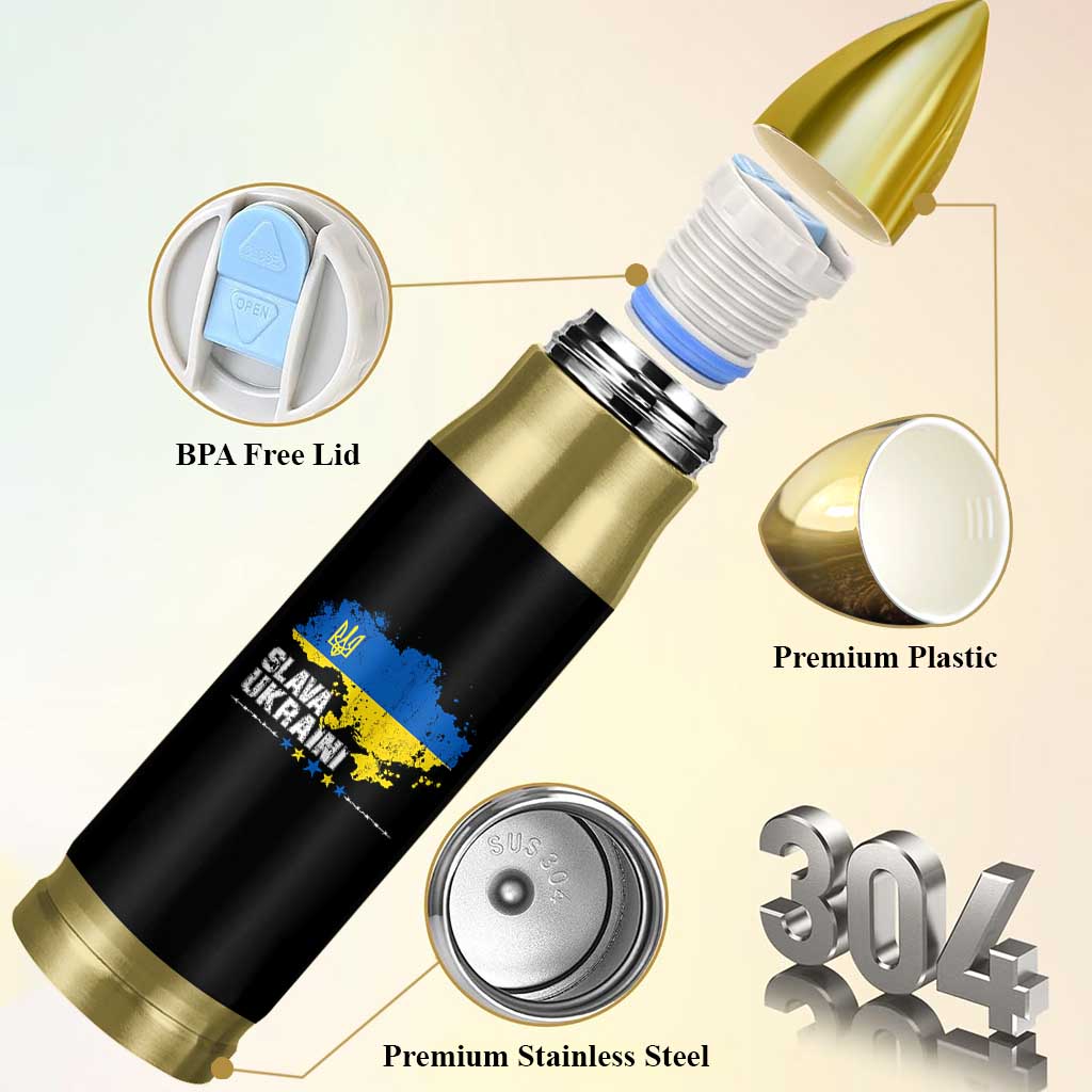 Slava Ukraini Ukraine Flag Bullet Tumbler Patriot Patriotic Ukrainian National Flag