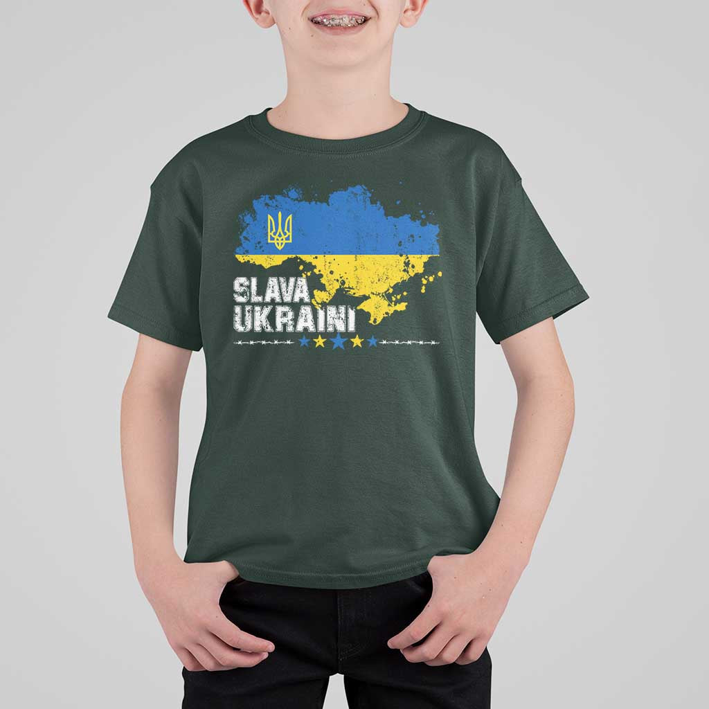 Slava Ukraini Ukraine Flag T Shirt For Kid Patriot Patriotic Ukrainian National Flag