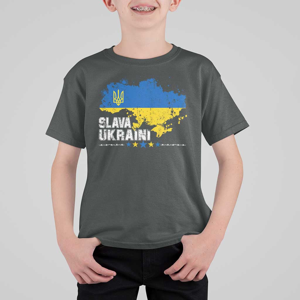 Slava Ukraini Ukraine Flag T Shirt For Kid Patriot Patriotic Ukrainian National Flag