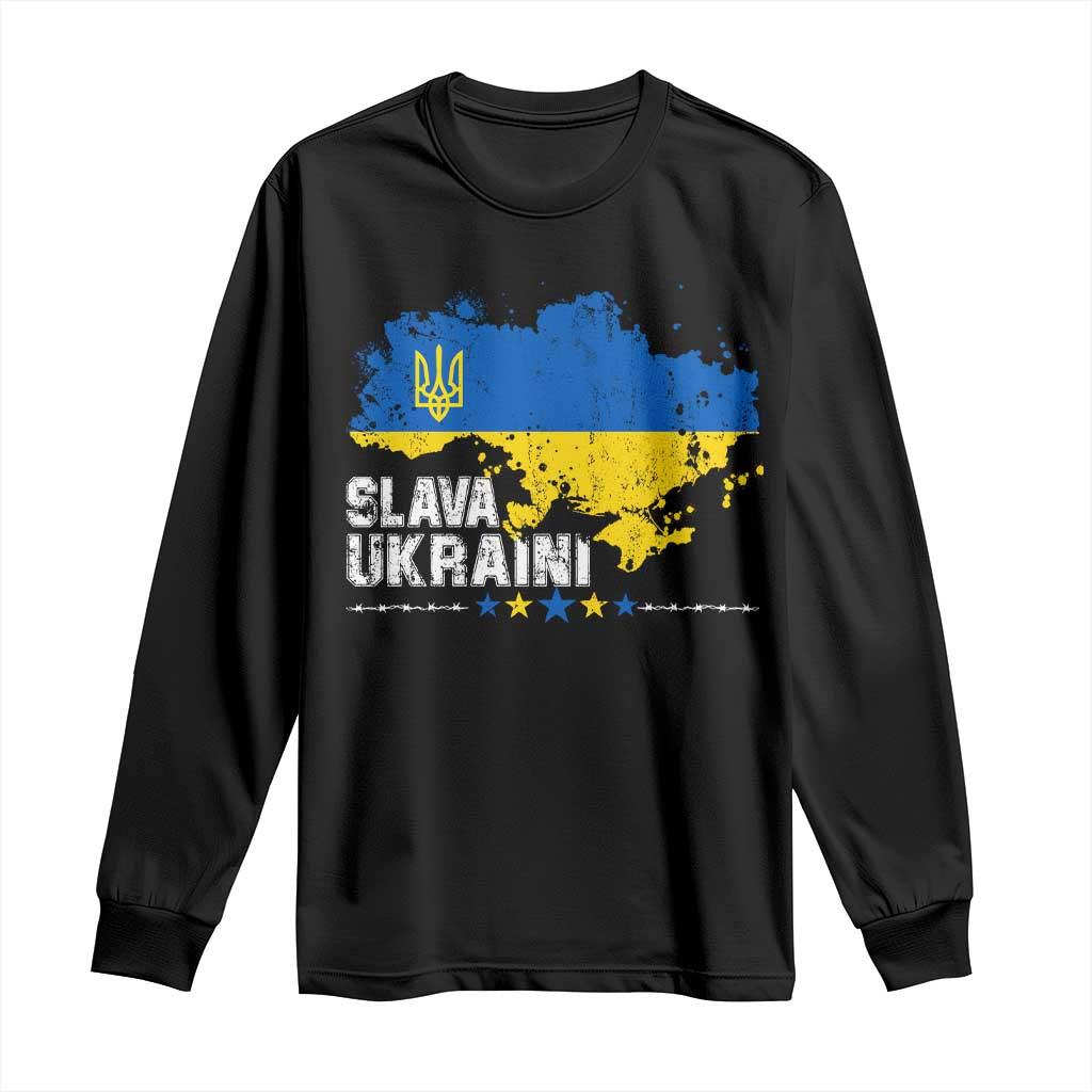 Slava Ukraini Ukraine Flag Long Sleeve Shirt Patriot Patriotic Ukrainian National Flag