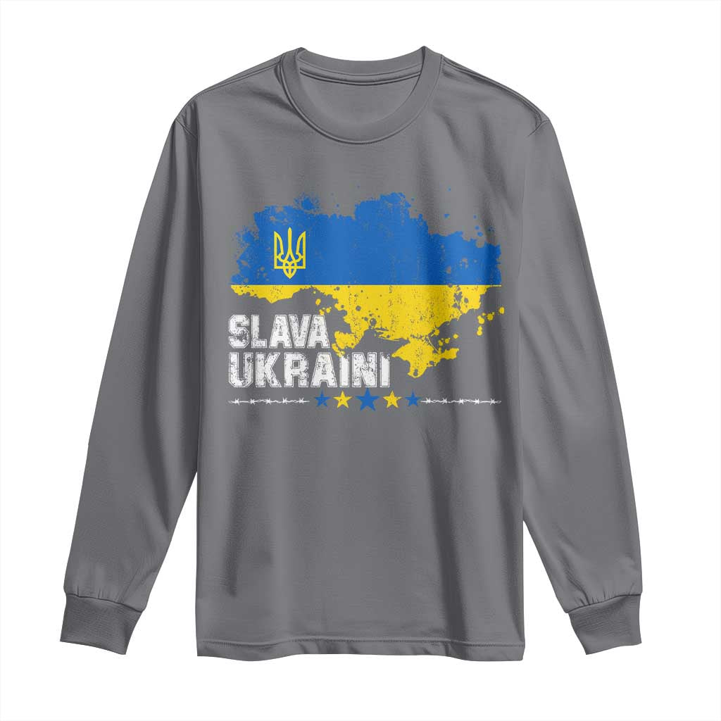 Slava Ukraini Ukraine Flag Long Sleeve Shirt Patriot Patriotic Ukrainian National Flag