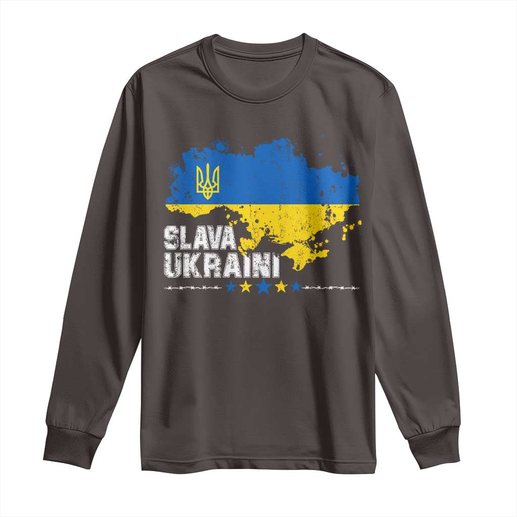 Slava Ukraini Ukraine Flag Long Sleeve Shirt Patriot Patriotic Ukrainian National Flag