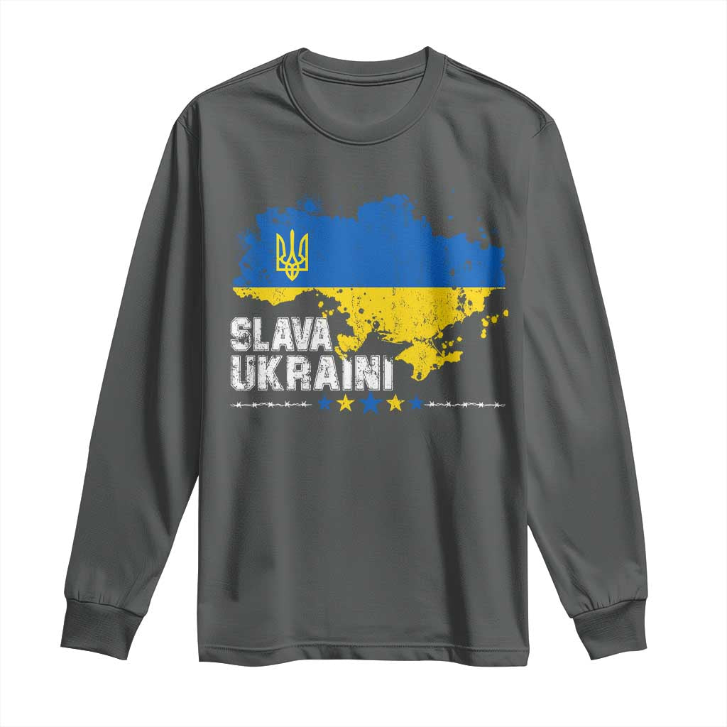 Slava Ukraini Ukraine Flag Long Sleeve Shirt Patriot Patriotic Ukrainian National Flag