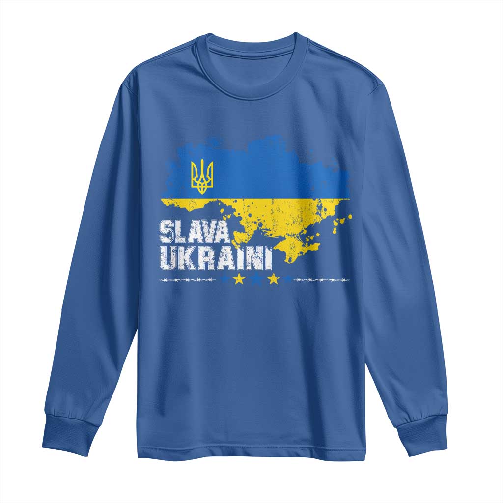Slava Ukraini Ukraine Flag Long Sleeve Shirt Patriot Patriotic Ukrainian National Flag