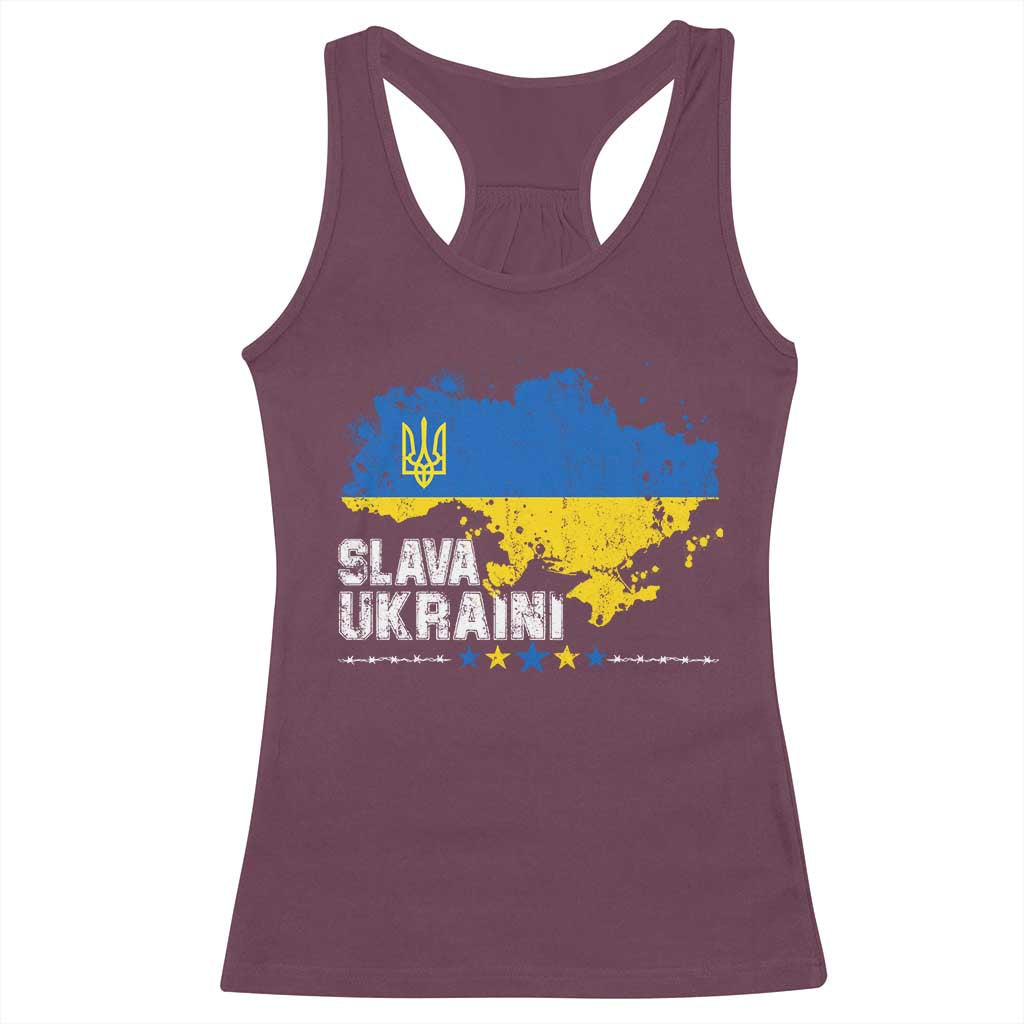 Slava Ukraini Ukraine Flag Racerback Tank Top Patriot Patriotic Ukrainian National Flag