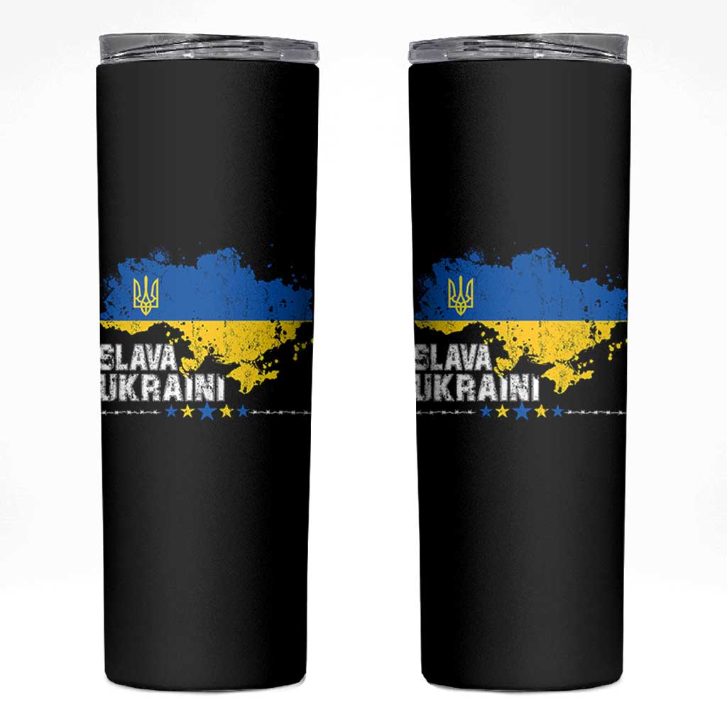 Slava Ukraini Ukraine Flag Skinny Tumbler Patriot Patriotic Ukrainian National Flag