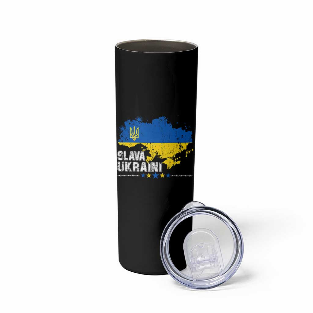 Slava Ukraini Ukraine Flag Skinny Tumbler Patriot Patriotic Ukrainian National Flag