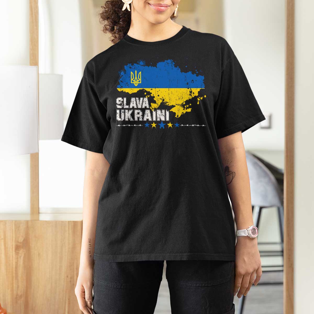 Slava Ukraini Ukraine Flag T Shirt For Women Patriot Patriotic Ukrainian National Flag