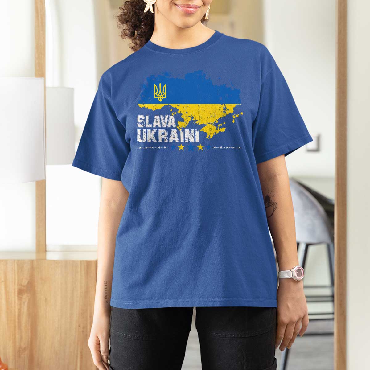 Slava Ukraini Ukraine Flag T Shirt For Women Patriot Patriotic Ukrainian National Flag