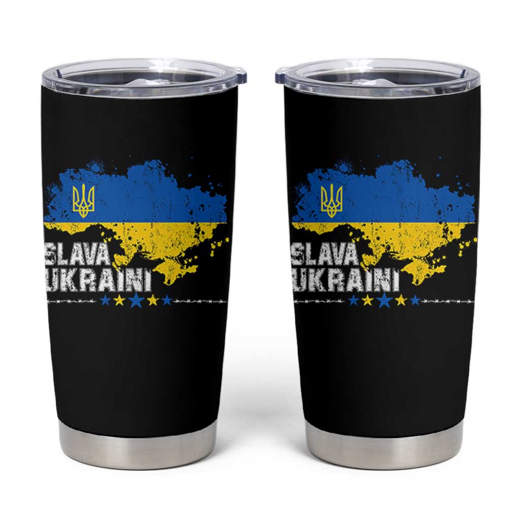 Slava Ukraini Ukraine Flag Tumbler Cup Patriot Patriotic Ukrainian National Flag