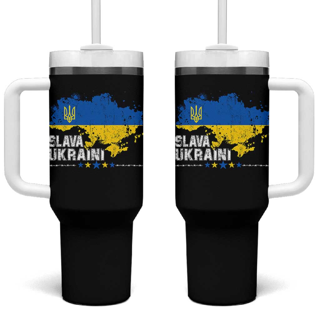 Slava Ukraini Ukraine Flag Tumbler With Handle Patriot Patriotic Ukrainian National Flag