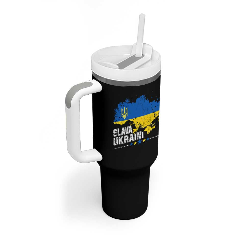 Slava Ukraini Ukraine Flag Tumbler With Handle Patriot Patriotic Ukrainian National Flag