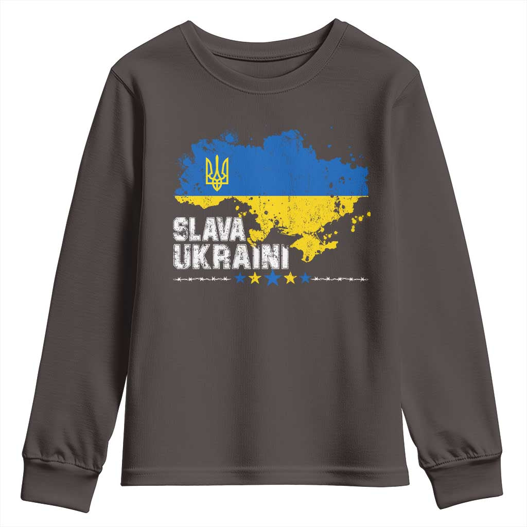 Slava Ukraini Ukraine Flag Youth Sweatshirt Patriot Patriotic Ukrainian National Flag
