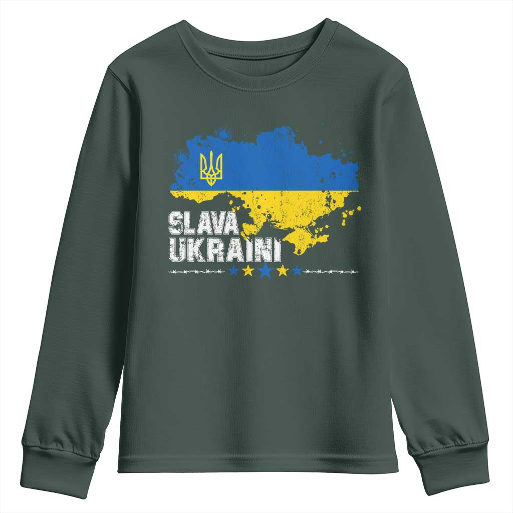 Slava Ukraini Ukraine Flag Youth Sweatshirt Patriot Patriotic Ukrainian National Flag