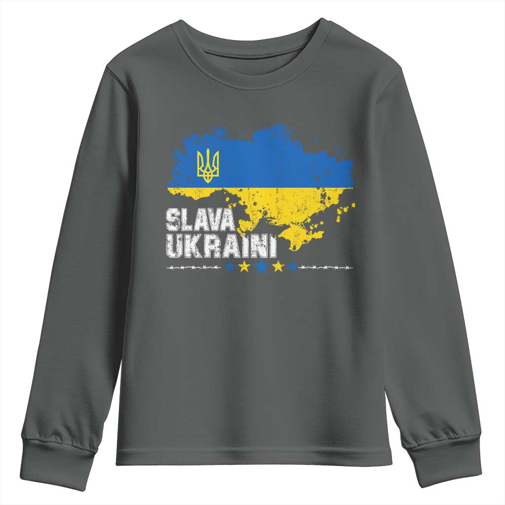 Slava Ukraini Ukraine Flag Youth Sweatshirt Patriot Patriotic Ukrainian National Flag
