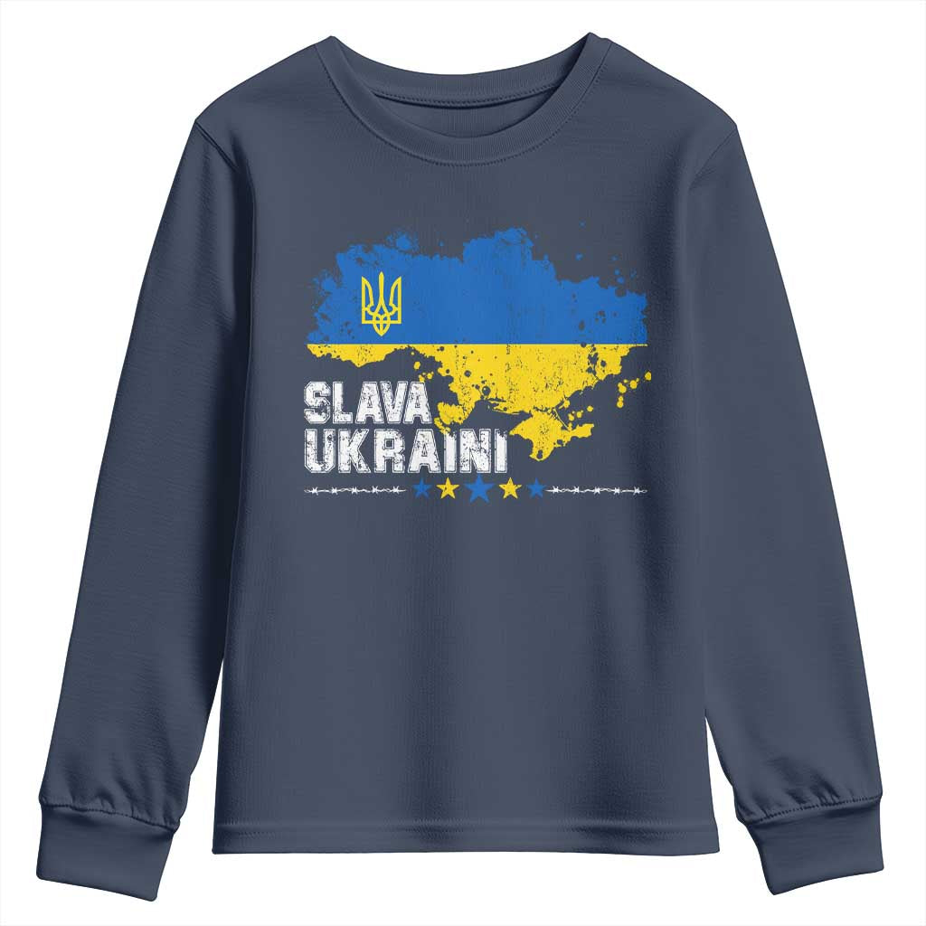 Slava Ukraini Ukraine Flag Youth Sweatshirt Patriot Patriotic Ukrainian National Flag