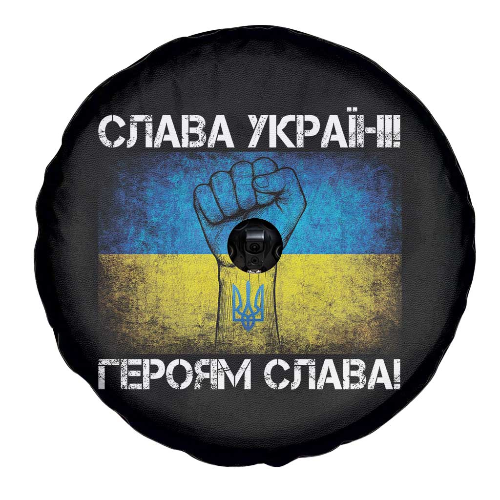 Ukraine Flag Spare Tire Cover Glory to the Heroes Ukrainian Patriot Patriotic