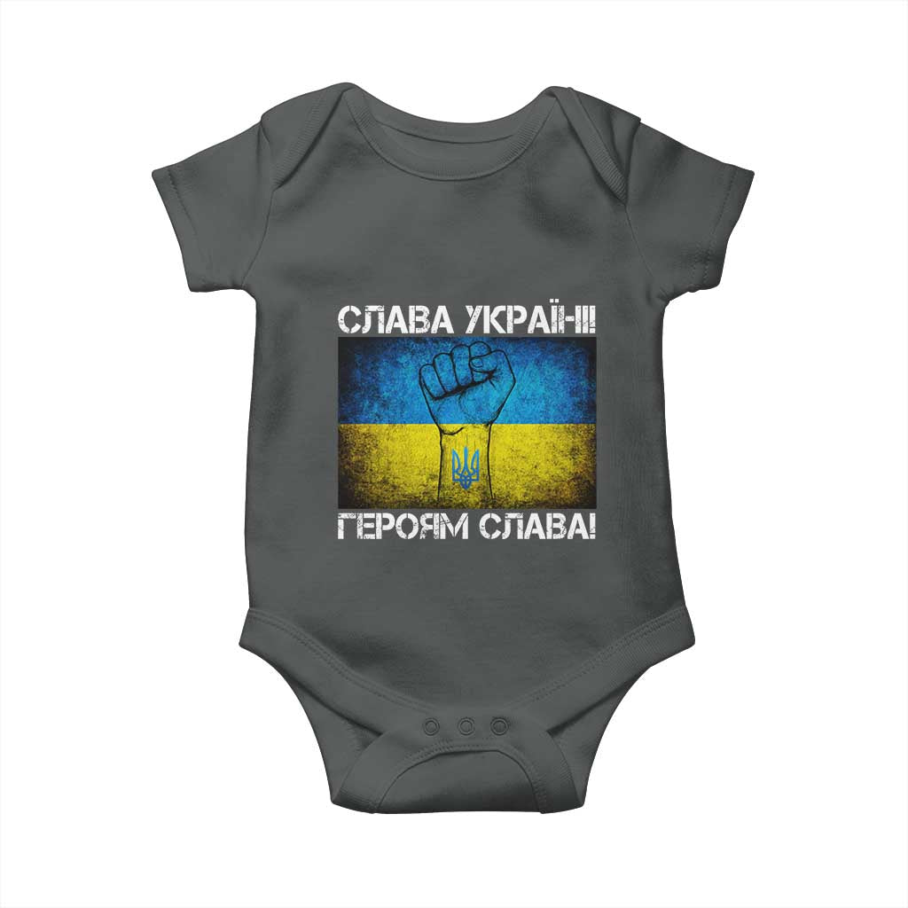 Ukraine Flag Baby Onesie Glory to the Heroes Ukrainian Patriot Patriotic