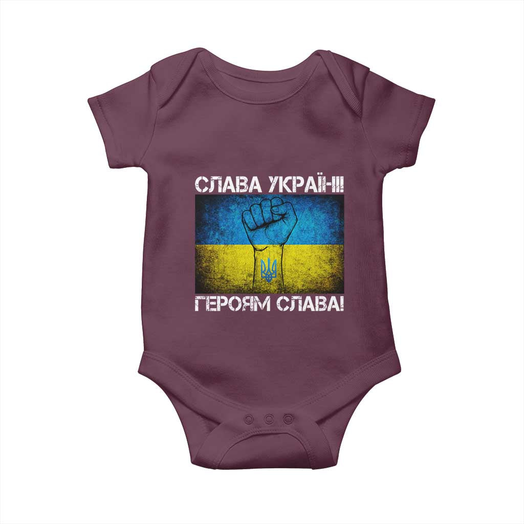 Ukraine Flag Baby Onesie Glory to the Heroes Ukrainian Patriot Patriotic