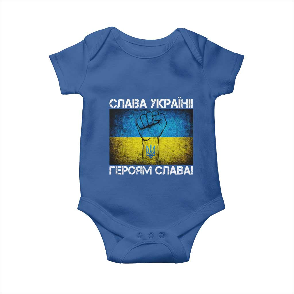 Ukraine Flag Baby Onesie Glory to the Heroes Ukrainian Patriot Patriotic