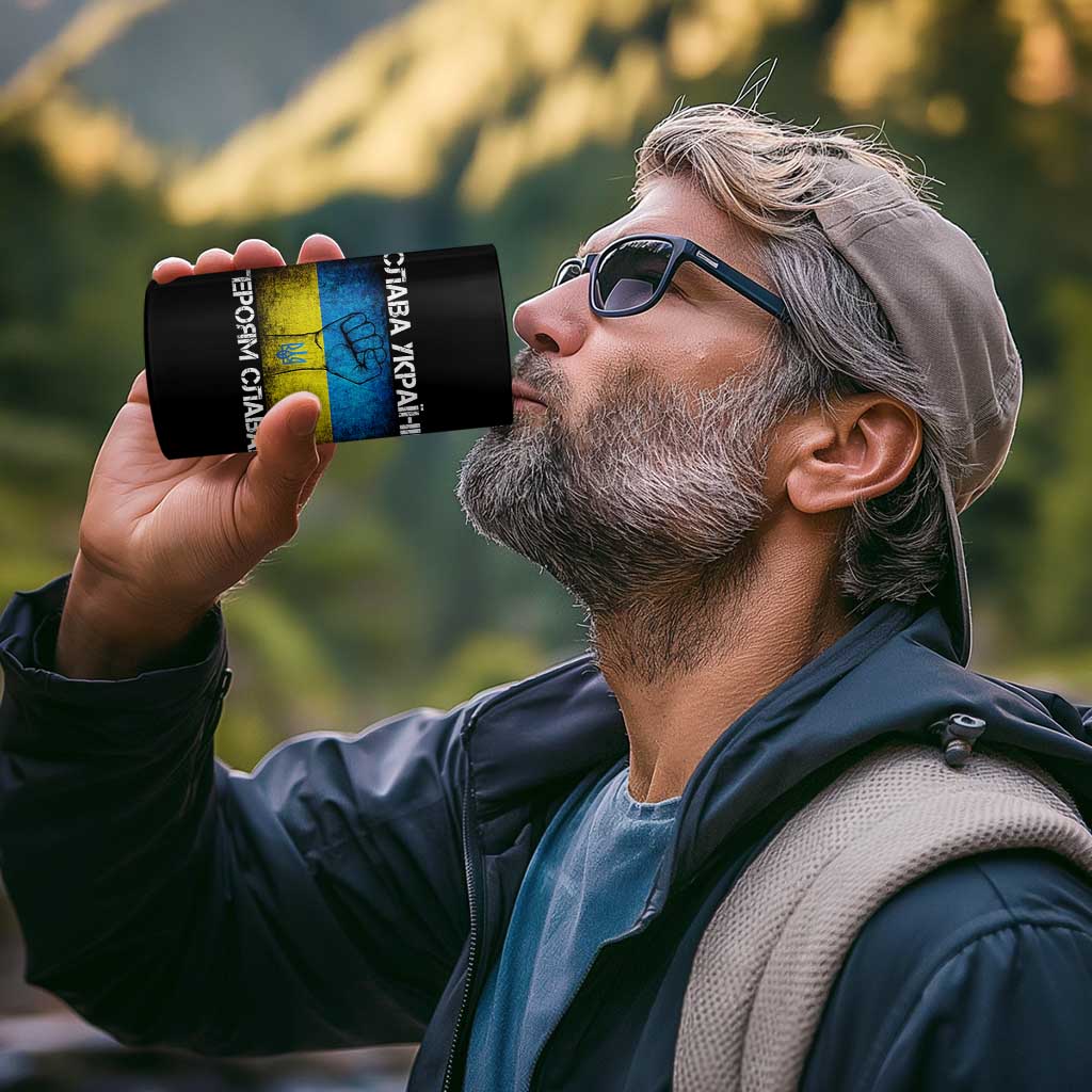 Ukraine Flag 4 in 1 Can Cooler Tumbler Glory to the Heroes Ukrainian Patriot Patriotic