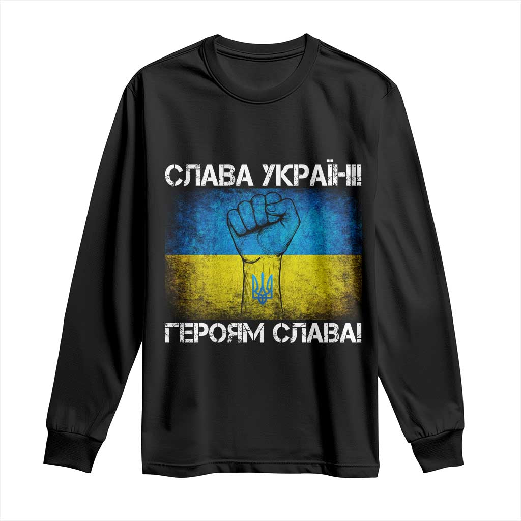 Ukraine Flag Long Sleeve Shirt Glory to the Heroes Ukrainian Patriot Patriotic