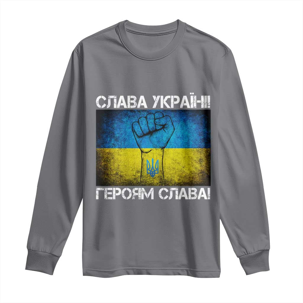 Ukraine Flag Long Sleeve Shirt Glory to the Heroes Ukrainian Patriot Patriotic
