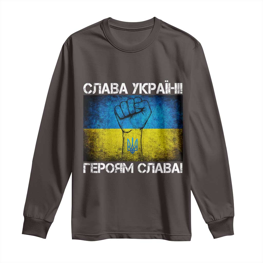 Ukraine Flag Long Sleeve Shirt Glory to the Heroes Ukrainian Patriot Patriotic