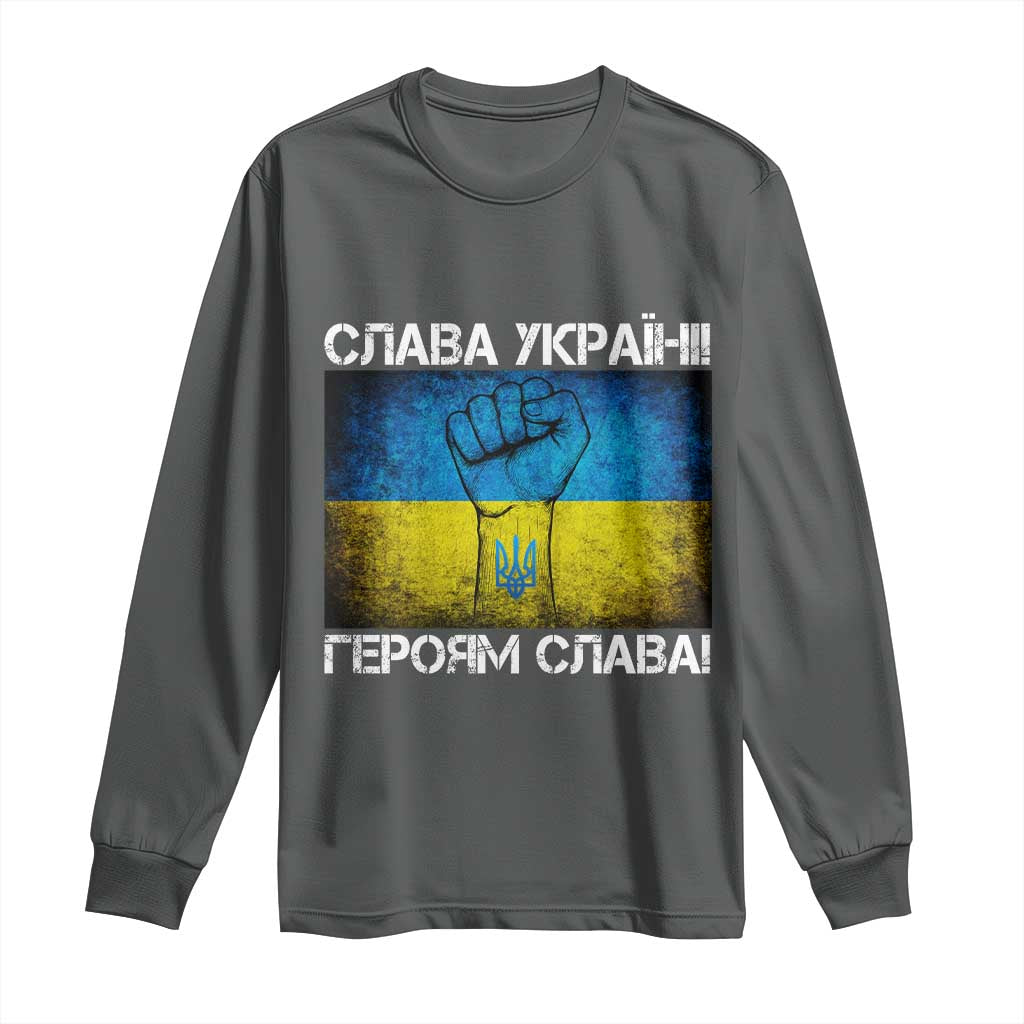 Ukraine Flag Long Sleeve Shirt Glory to the Heroes Ukrainian Patriot Patriotic