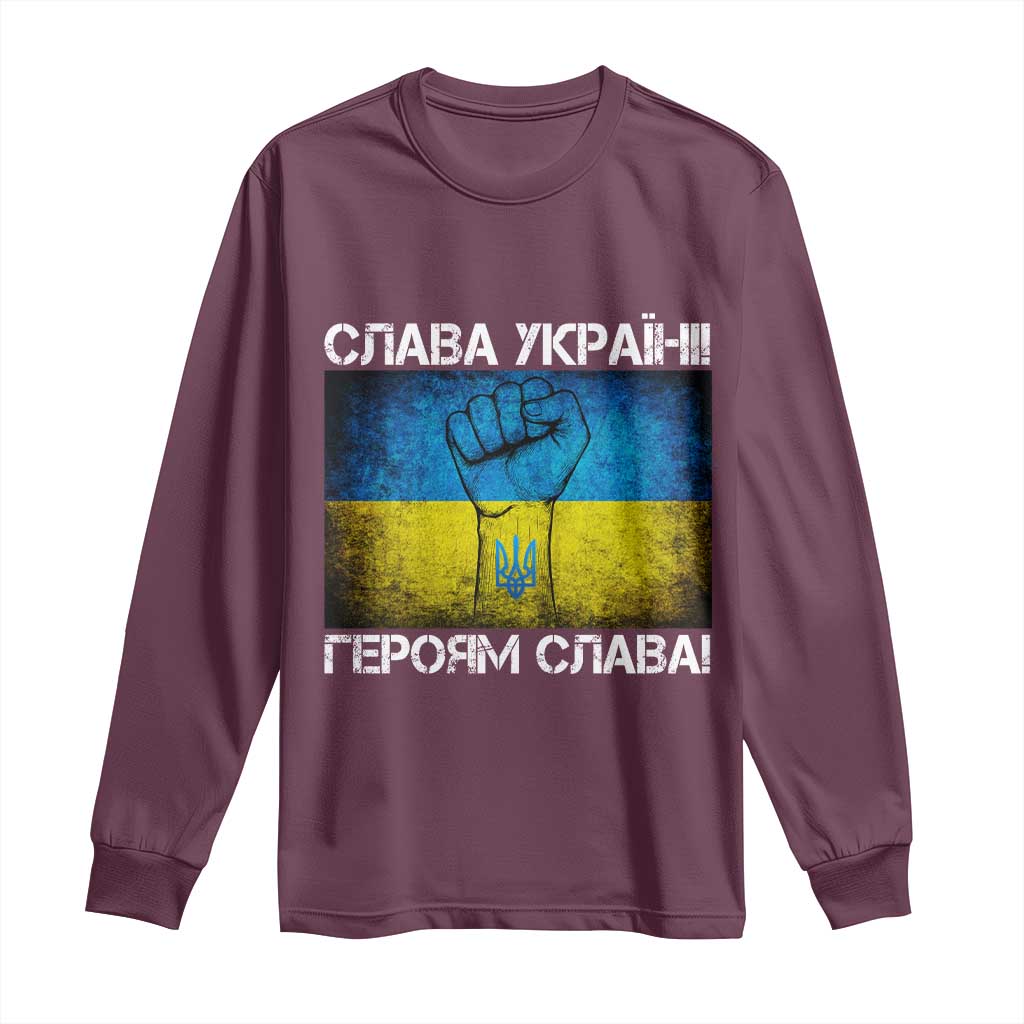 Ukraine Flag Long Sleeve Shirt Glory to the Heroes Ukrainian Patriot Patriotic