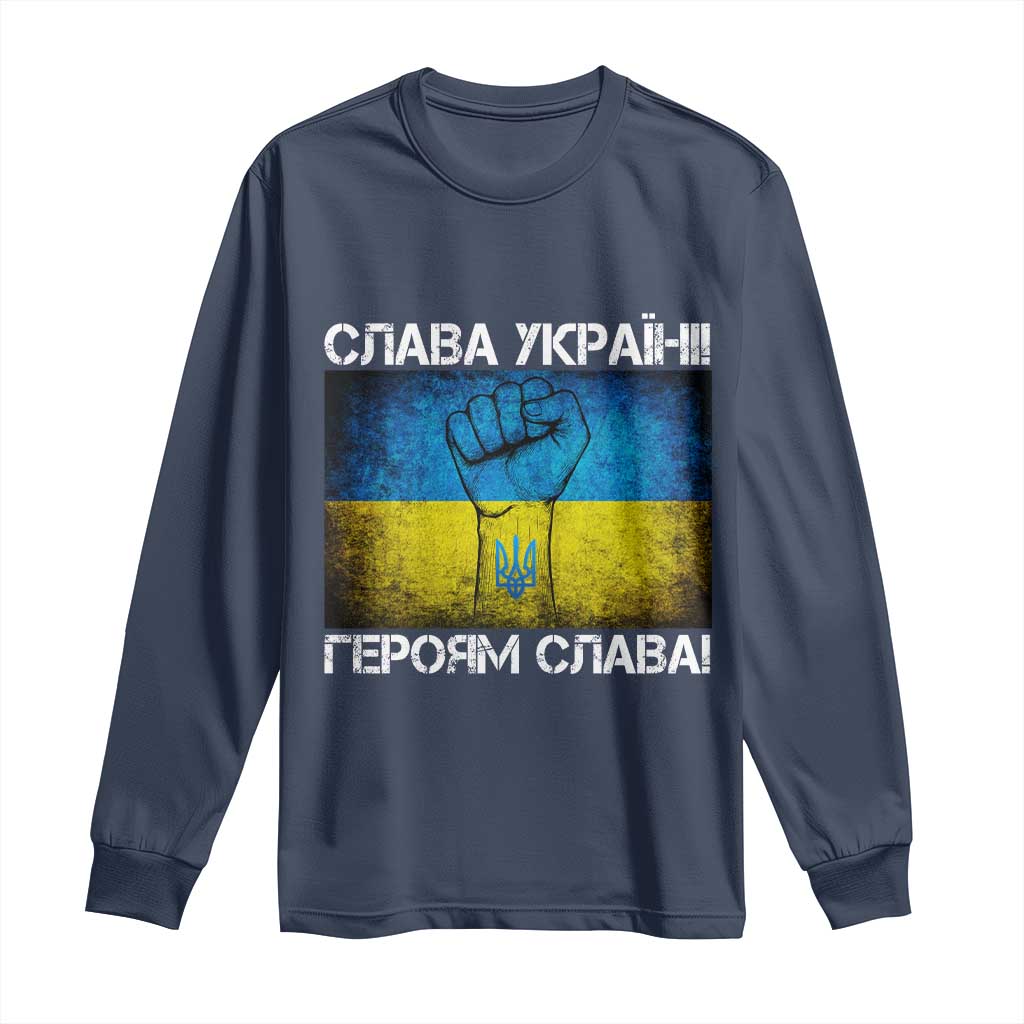 Ukraine Flag Long Sleeve Shirt Glory to the Heroes Ukrainian Patriot Patriotic