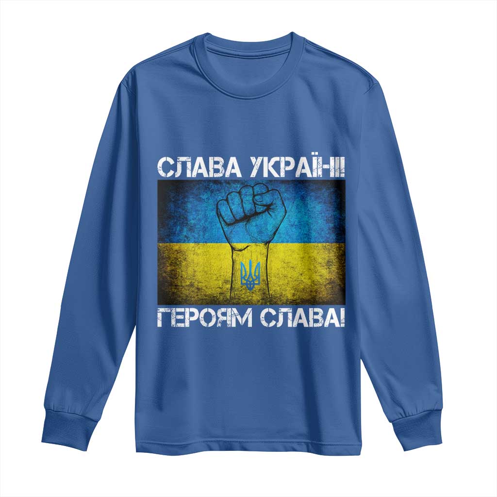 Ukraine Flag Long Sleeve Shirt Glory to the Heroes Ukrainian Patriot Patriotic