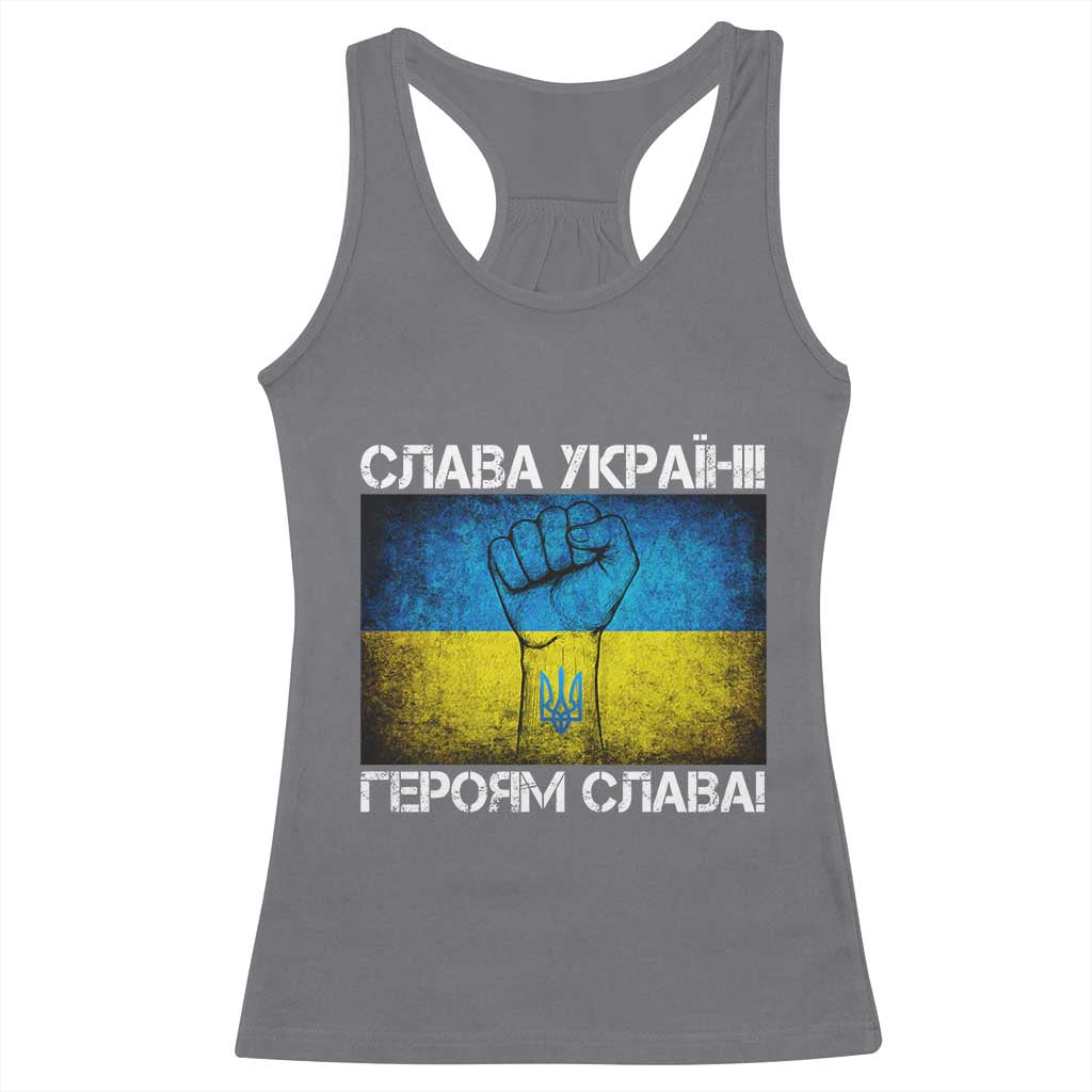 Ukraine Flag Racerback Tank Top Glory to the Heroes Ukrainian Patriot Patriotic