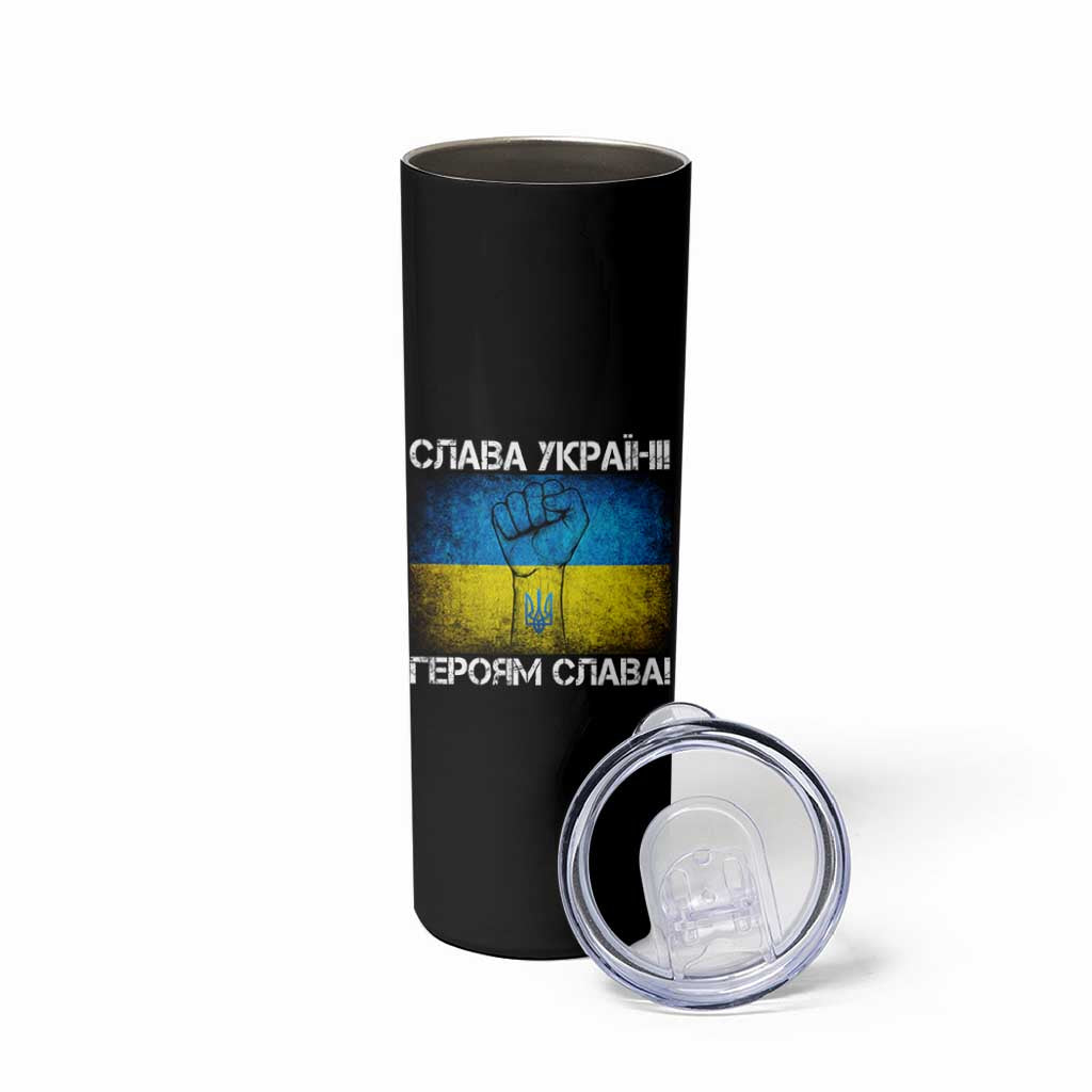 Ukraine Flag Skinny Tumbler Glory to the Heroes Ukrainian Patriot Patriotic