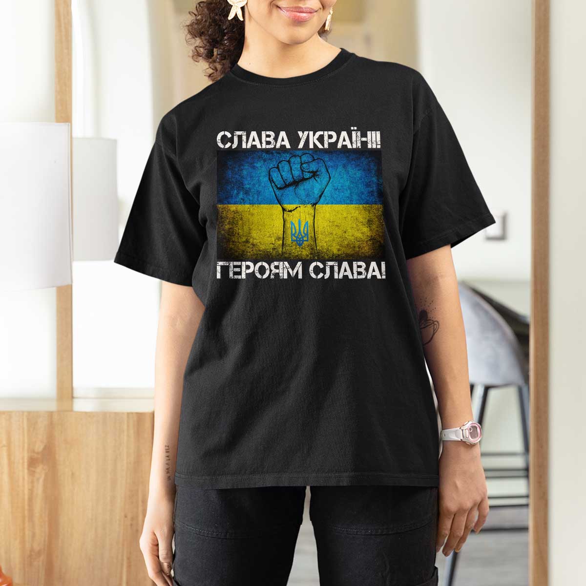 Ukraine Flag T Shirt For Women Glory to the Heroes Ukrainian Patriot Patriotic