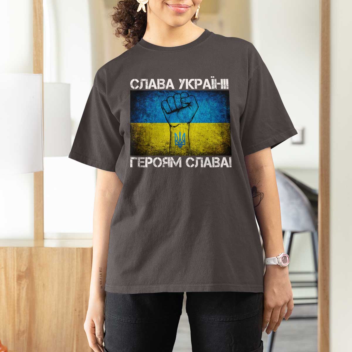 Ukraine Flag T Shirt For Women Glory to the Heroes Ukrainian Patriot Patriotic