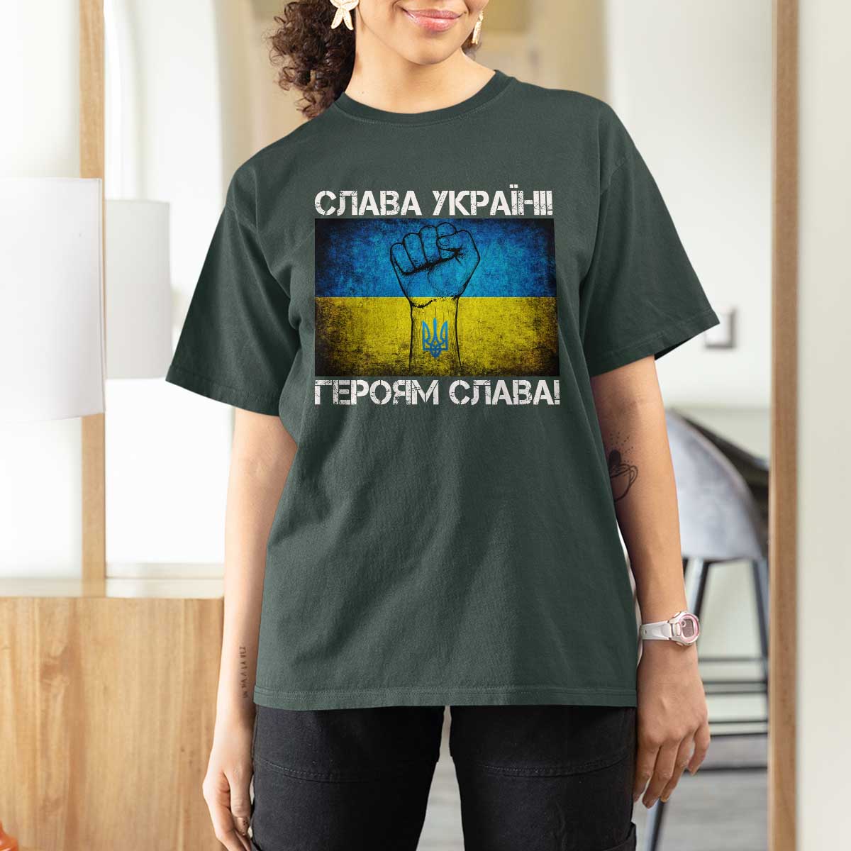 Ukraine Flag T Shirt For Women Glory to the Heroes Ukrainian Patriot Patriotic