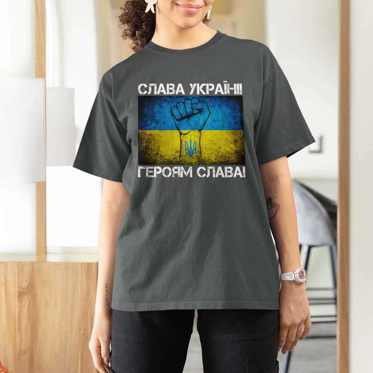 Ukraine Flag T Shirt For Women Glory to the Heroes Ukrainian Patriot Patriotic