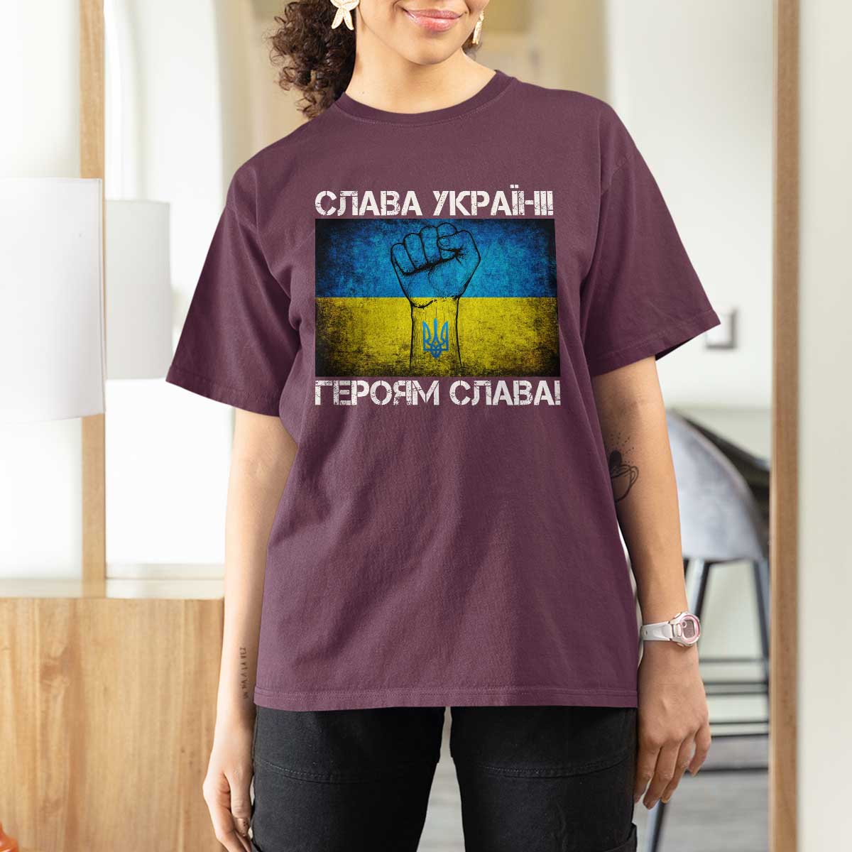 Ukraine Flag T Shirt For Women Glory to the Heroes Ukrainian Patriot Patriotic